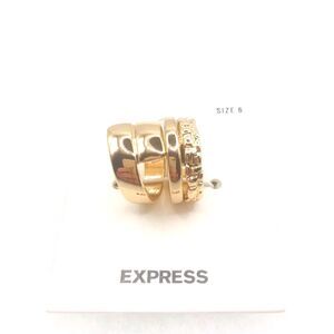 Express Gold Stacked Rings Modern Design Size 6